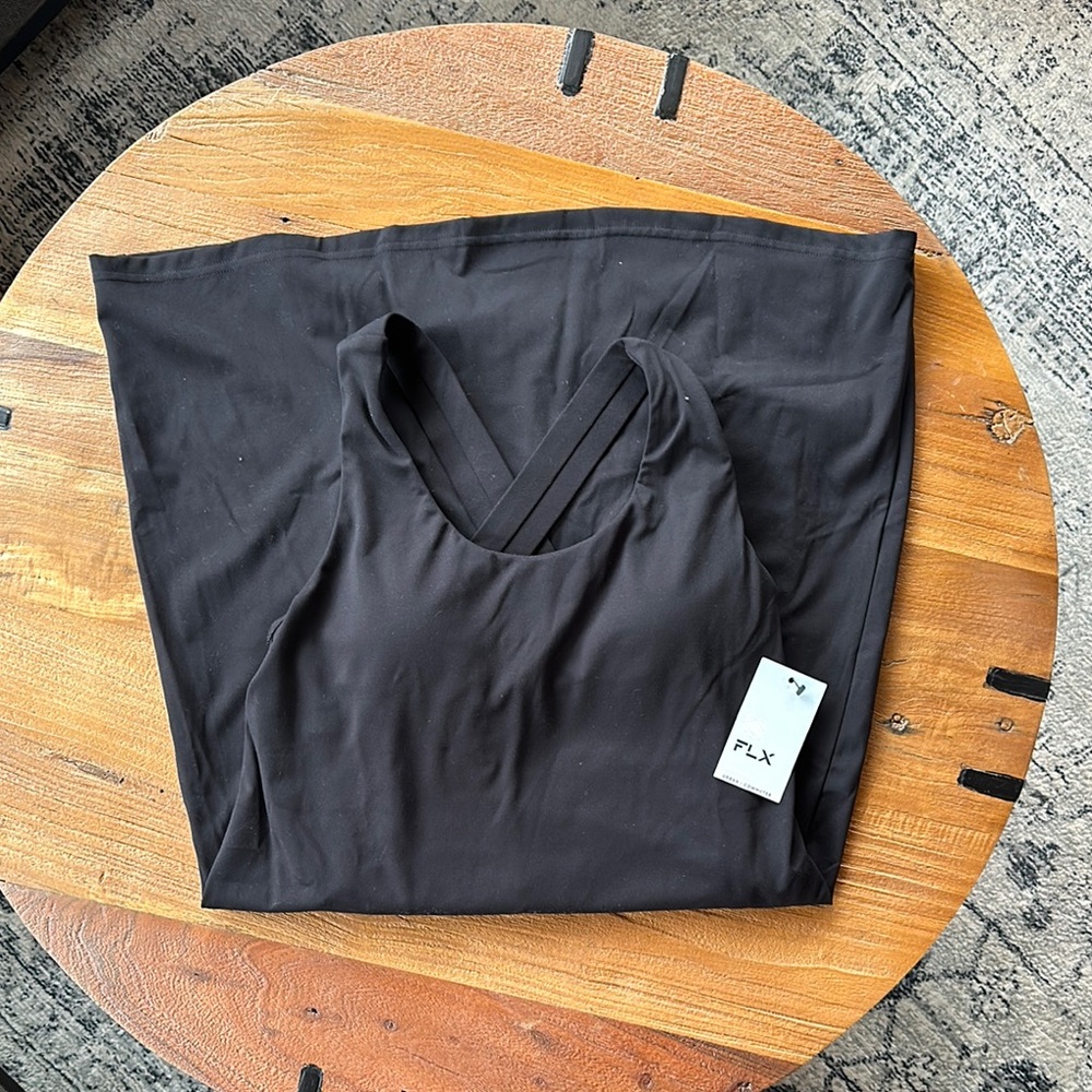 Women's Black athletic dress with built-in bra and shorts (FLX brand)